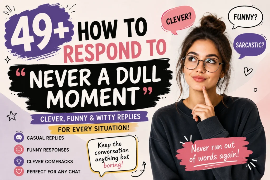 how to respond to never a dull moment