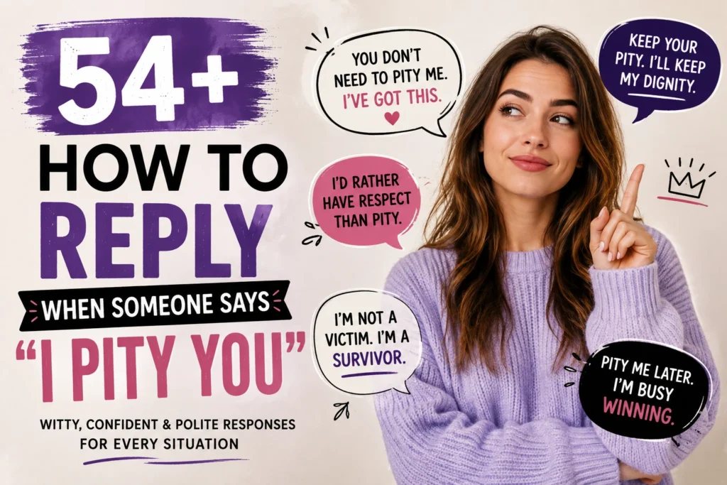 how to reply when someone says i pity you